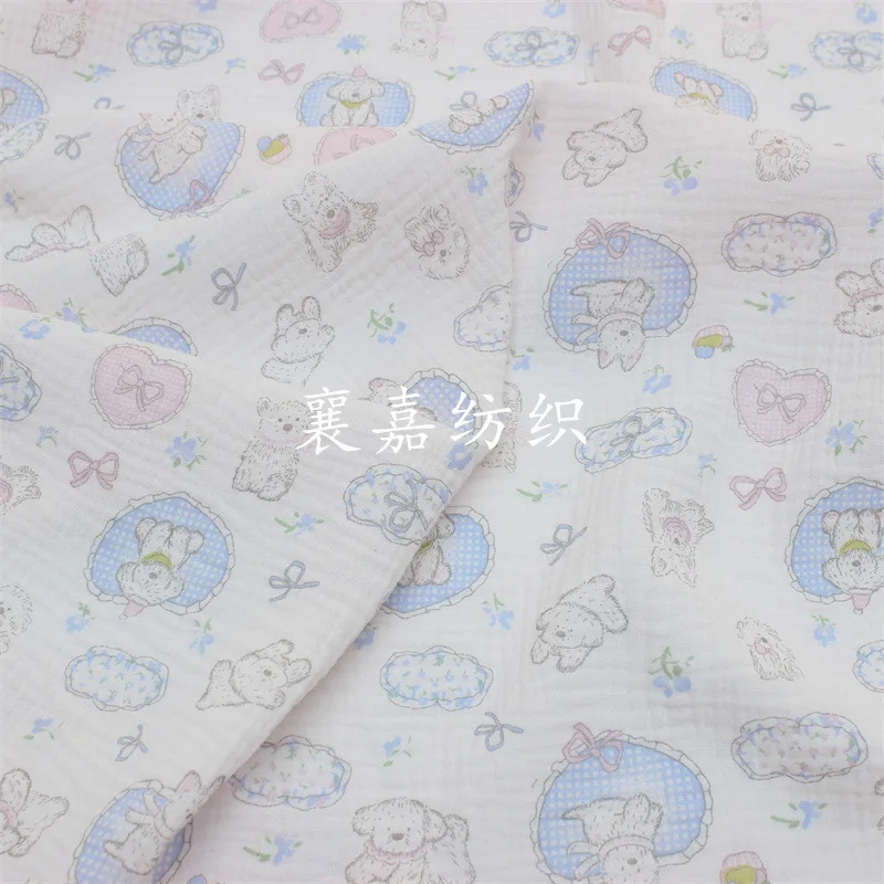 Двойной марлевый креп мультяшный щенок детская одежда пижамы ткань