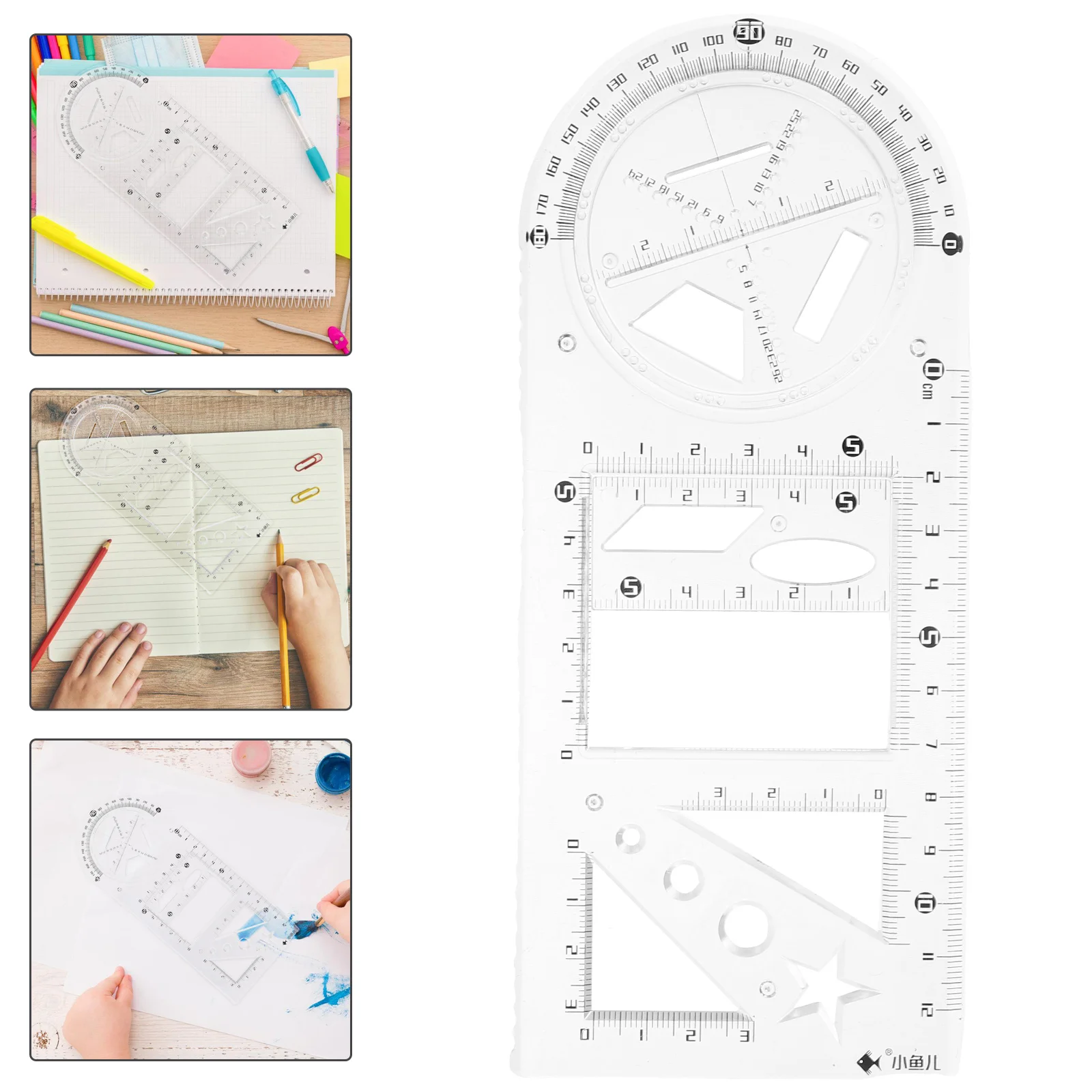 

Drawing Tool Stencils Ruler Students Drafting Multifunction Plastic Template Geometric Artist DIY