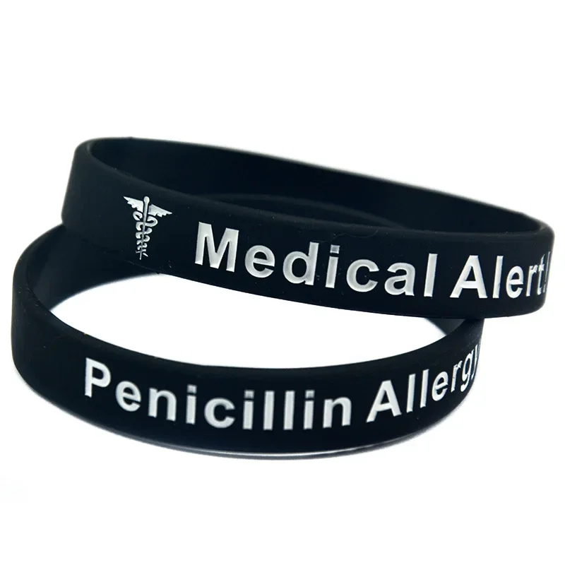 50 шт. силиконовый браслет Penicillin с аллергией резиновый для взрослых унисекс