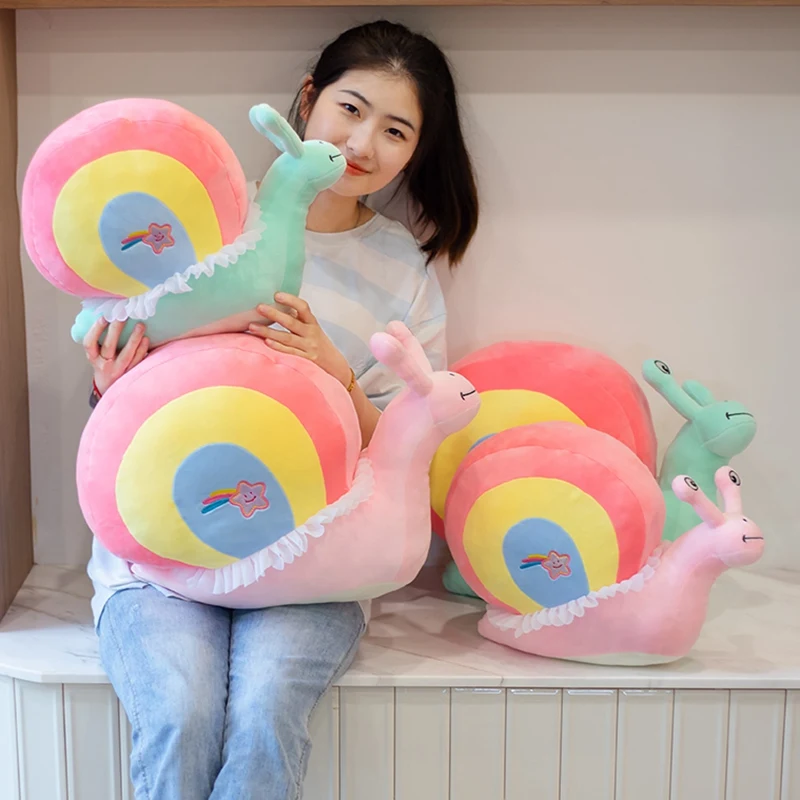 

Candice guo Q plush toy lovely cartoon animal colorful big eyes smiling snail soft stuffed doll cushion birthday Christmas gift
