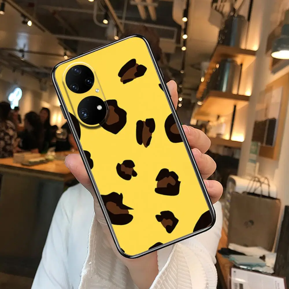 Модный чехол для телефона с леопардовым принтом Huawei p50 P40 p30 P20 10 9 8 Lite E Pro Plus черный