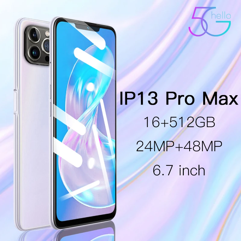

2022 Global Version iP13 Pro Max 6.7 Inch 1080*2320 24MP+48MP Android 11.0 Smart Phone Dual SIM Face Fingerprint ID Mobilephone