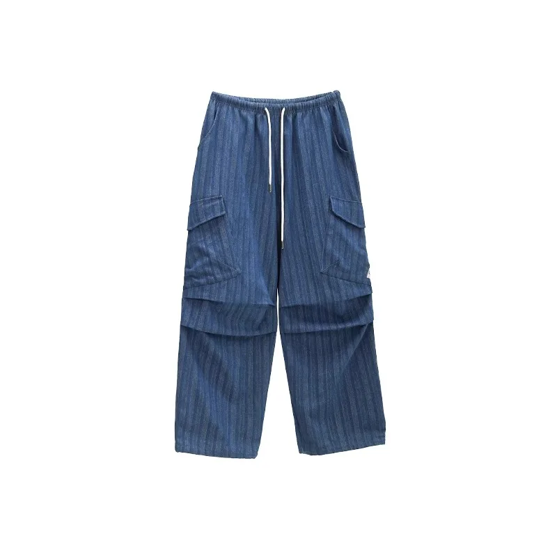 CBXLAB Женские джинсовые брюки в темно-синюю вертикальную полоску стиле хип-хоп для