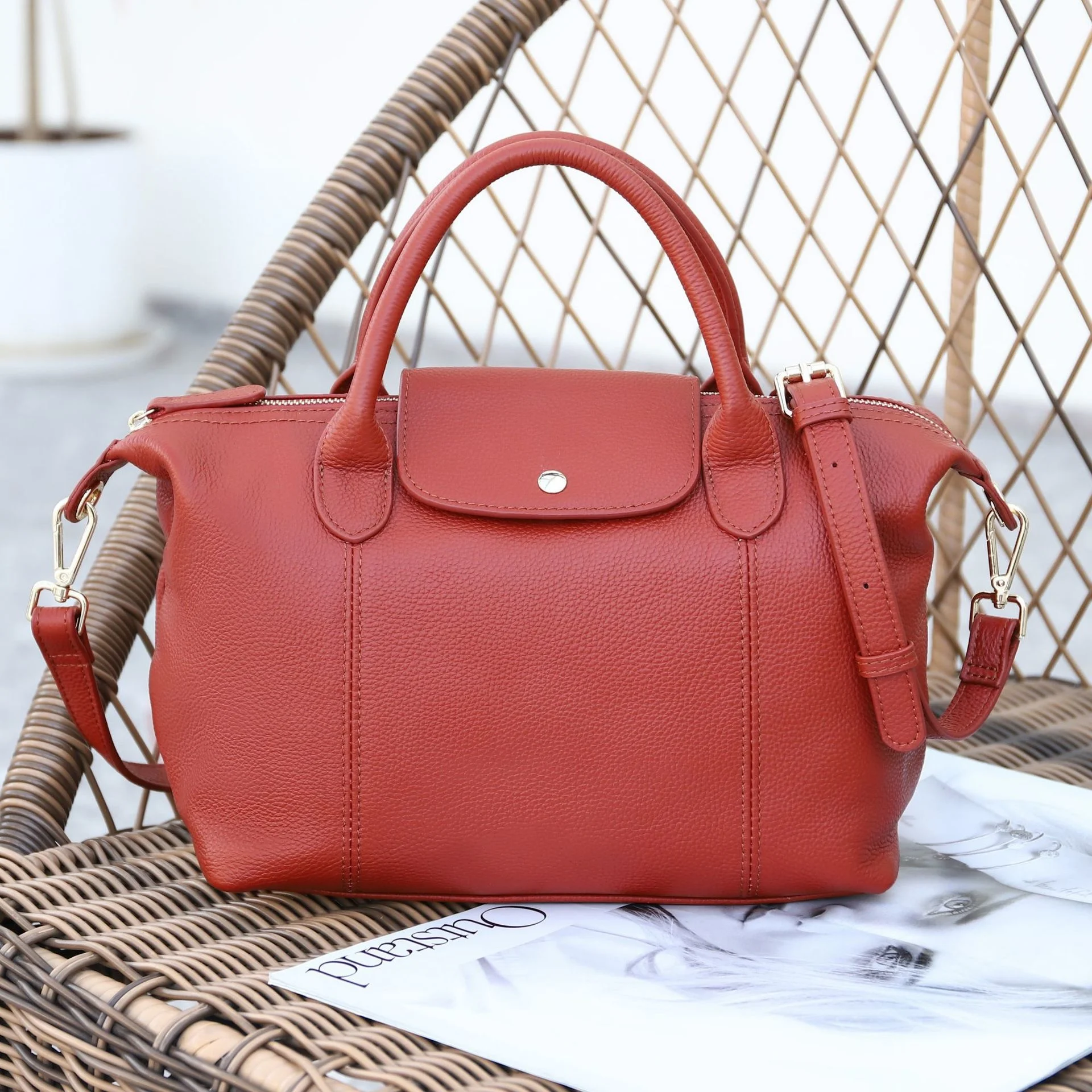 

high quality luxury brand 2023 Korean New Urban Simple Soft Top Cowhide Dumplings Handheld Crossbody Casual Leather Women's Bag