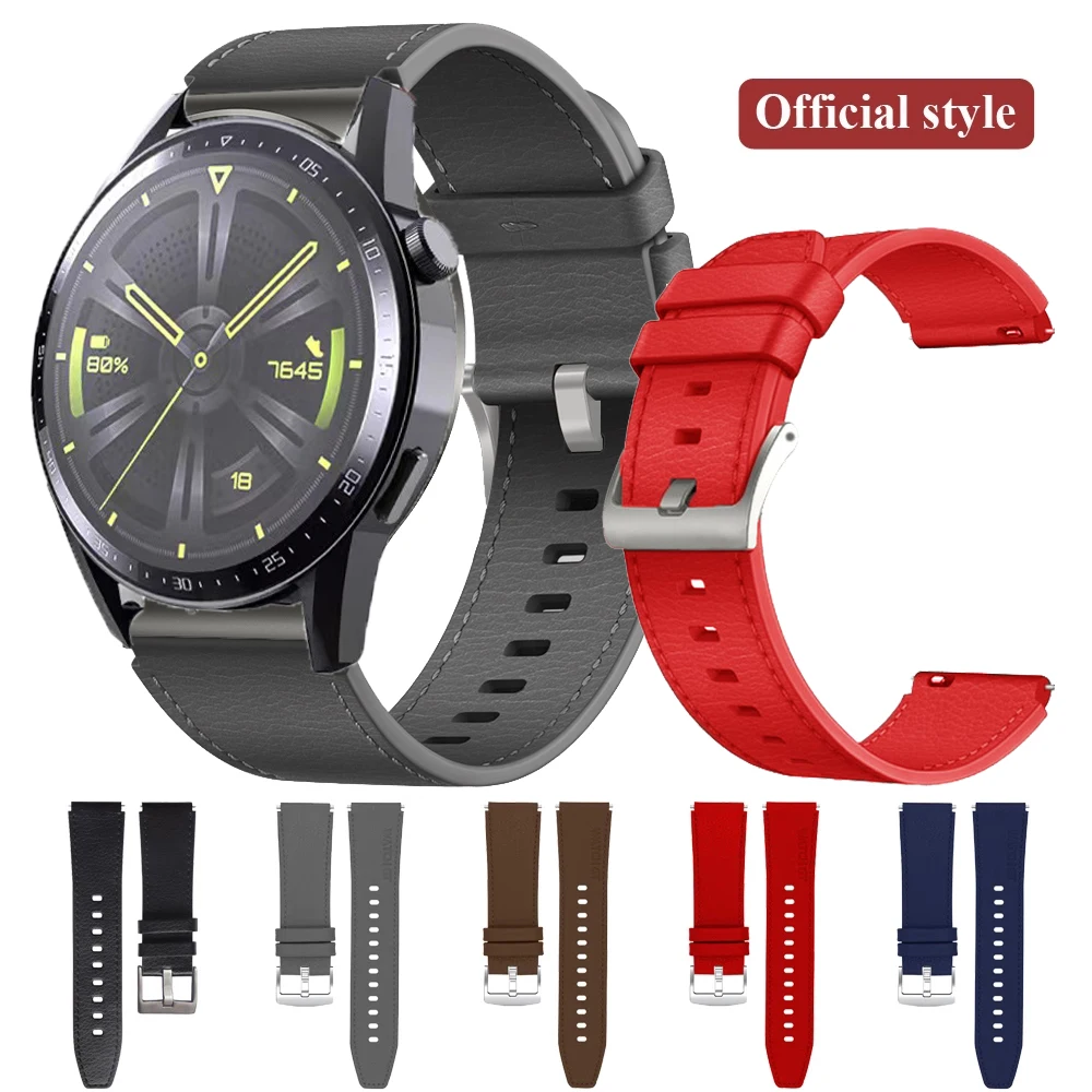 

Ремешок кожаный 22 мм для смарт-часов Huawei Watch GT2 GT 2 pro, официальный браслет для Huawei GT3 GT 3 46 мм GT Runner