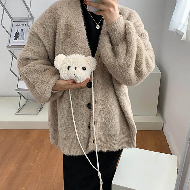 Kids Cartoon Messenger Bags kawaii Plush Purses little Girls Stuffed Animals Backpack Cute Bear Plush Shoulder Bag For Children
