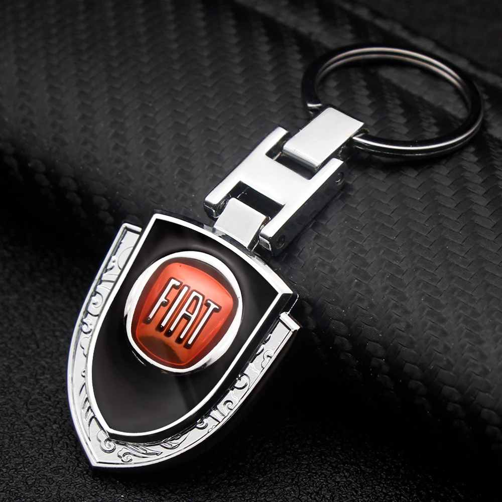 

New Hot Sale 3D Metal Shield Keychain Non Rust Accessories For Fiat Idea Stilo Ducato Grande Minibus Abr 500 Punto Panda Tipo