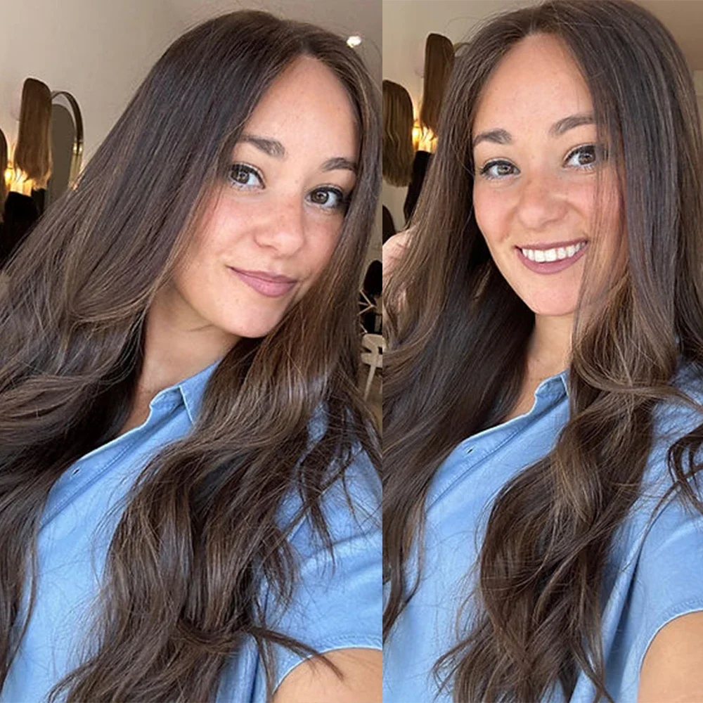 Коричневый Boby Wave 5x5 шелковая основа Прямые Натуральные еврейские человеческие