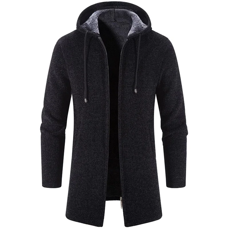 

Autumn Winter Thick Warm Sweater Men Casual Solid Long Cardigan Coat Chenille Outer Fleece Knitted Zipper Jackets Sweatercoat