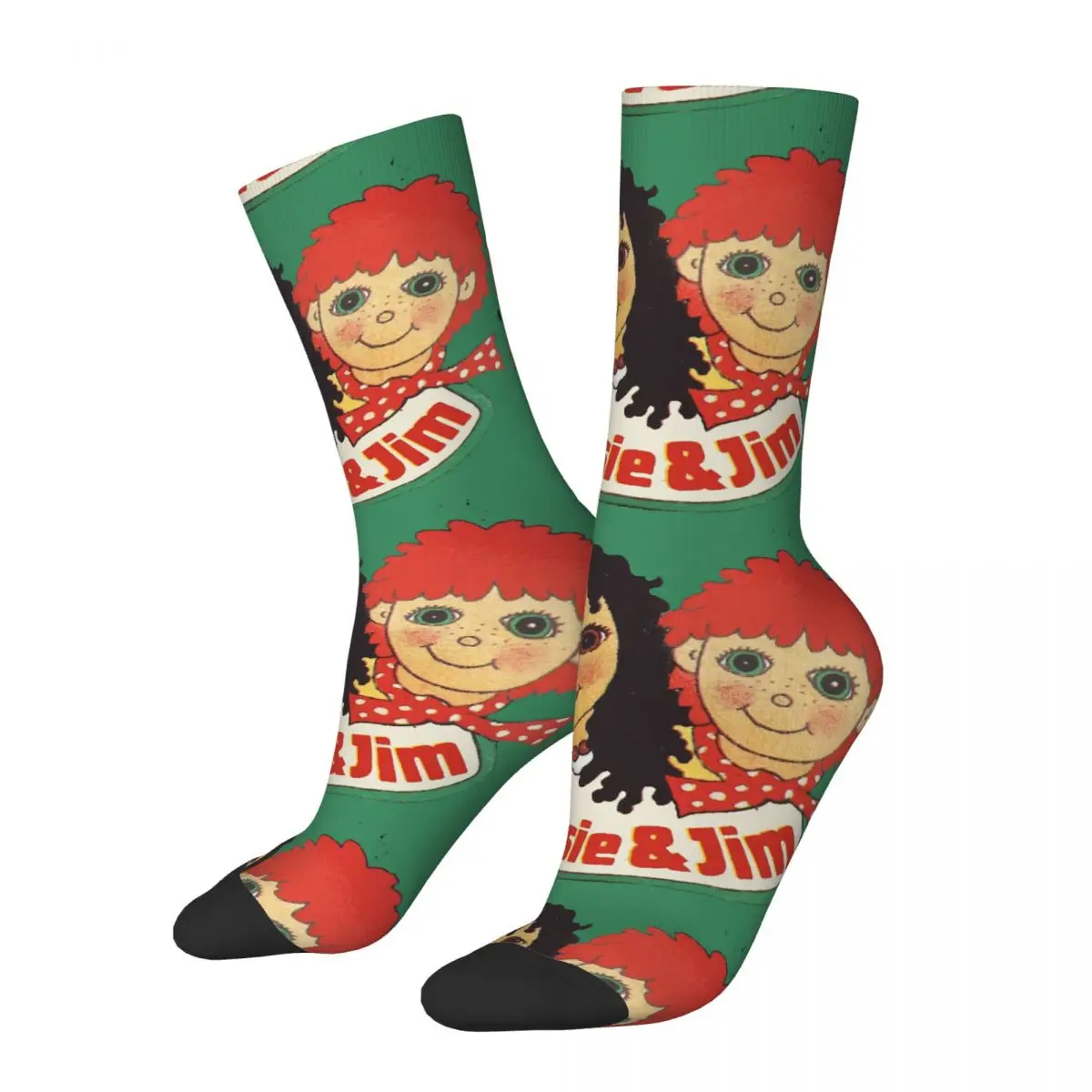 

Funny Crazy Compression Sock for Men Show Hip Hop Harajuku Rosie and Jim Kids Childrens TV Happy Pattern Printed Boys Crew Sock