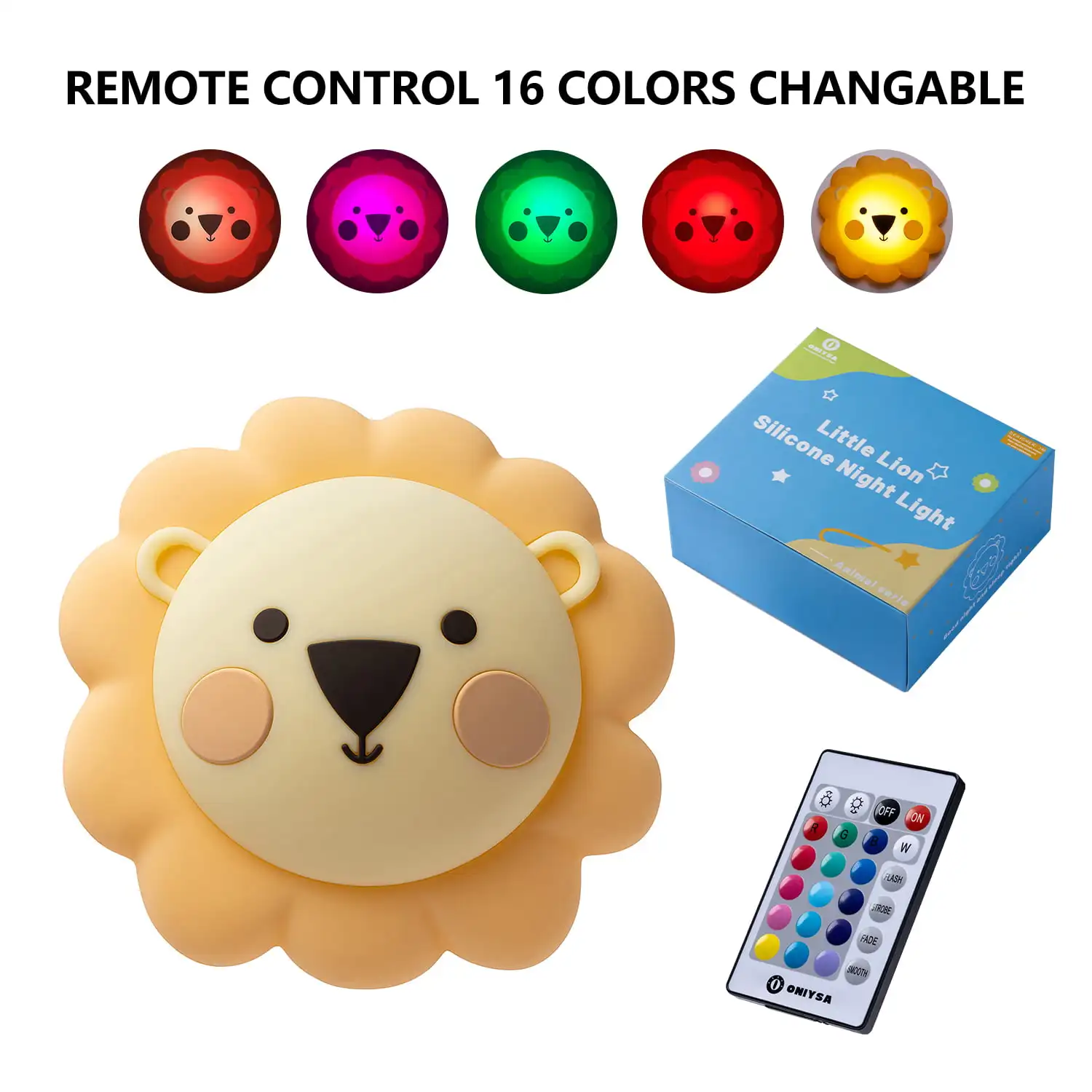 

BATE LED Night Light for Kids, 16 Color Changing Silicone Nursery Nightlight with Remote