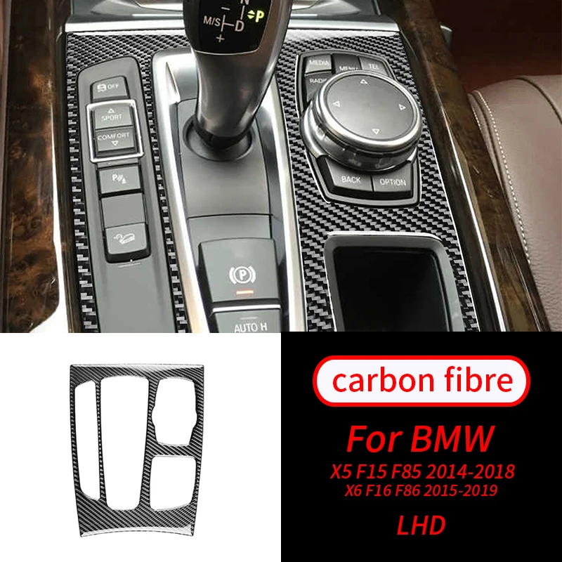

Real Carbon Fiber Center Gear Shift Knobs Panel Trim Cover Car Interior Accessories For BMW X5 X6 F15 F16 14-18
