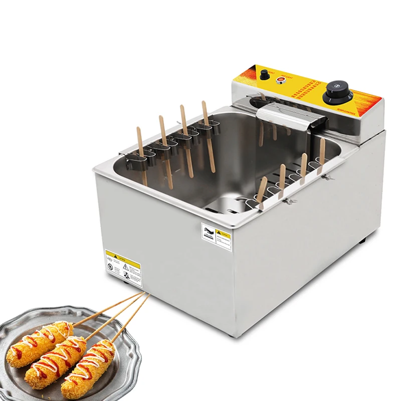 

Commercial 12L Cheese Hot Dog Stick Maker Fryer Electric Hot Dog Frying Oven Korea Corn Dog Fryer Machine