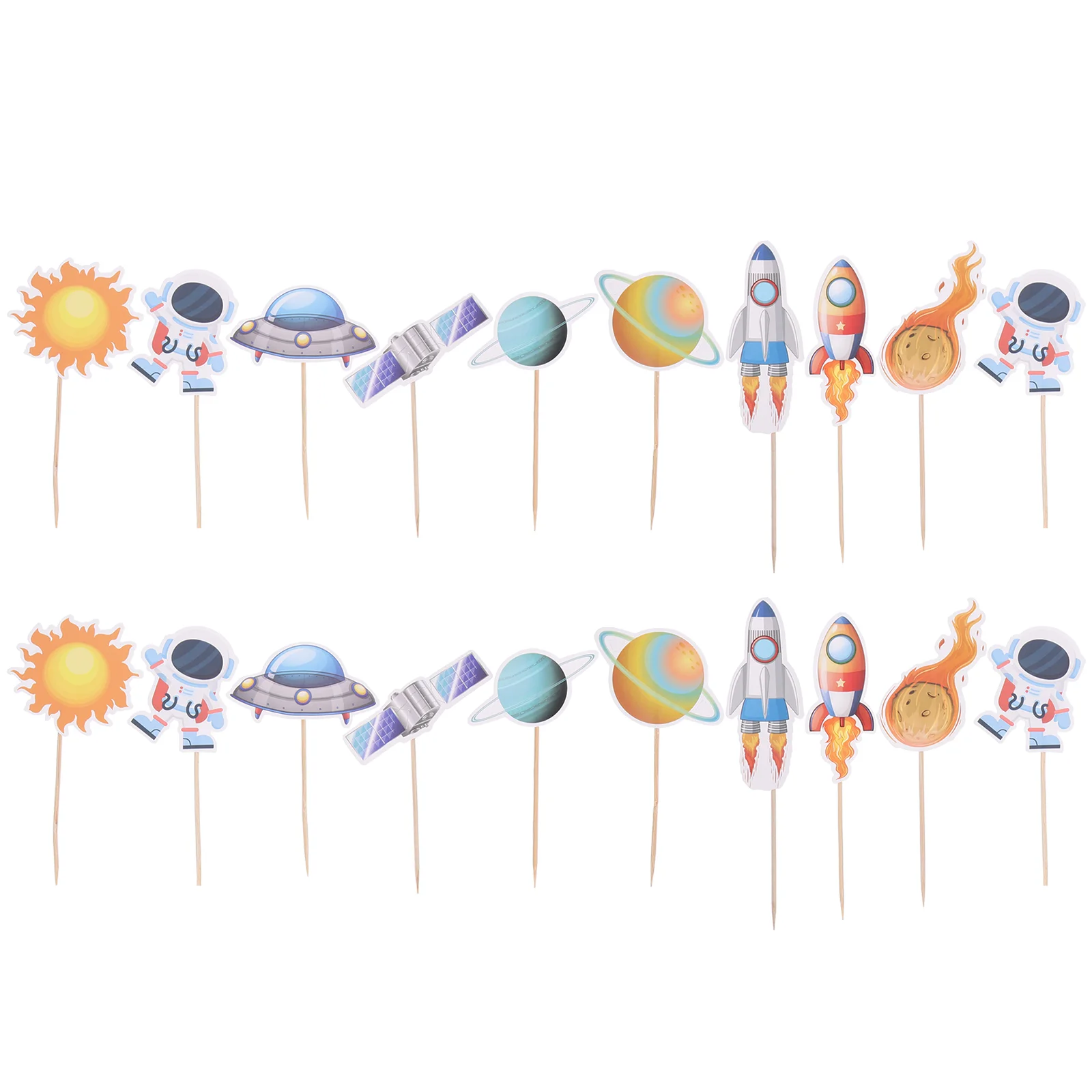 

20pcs Cake Baking Decors Astronaut Theme Cake Ornaments Birthday Cake Insert Props