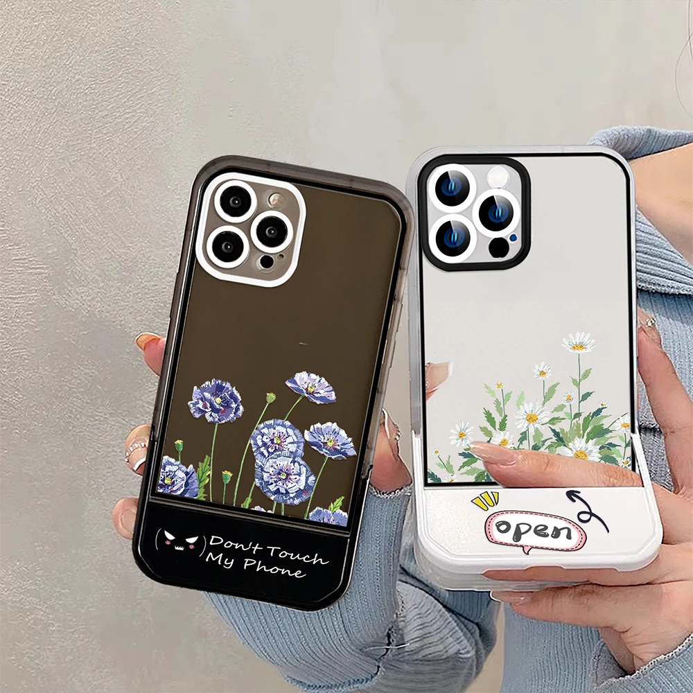

Flowers Floral Stand Holder Case for iPhone 14ProMax 14Plus 13 12 11 Pro Max Soft Transparent Silicone Protection Shell Capinha
