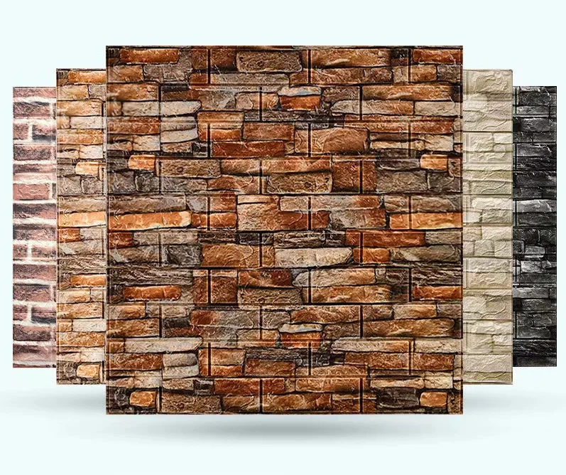 

10pcs 3D Wallpaper Retro Self Adhesive Foam Wall Sticker Living Room Bedroom Waterproof Wallpaper Home Decor 3D Wall Sticker