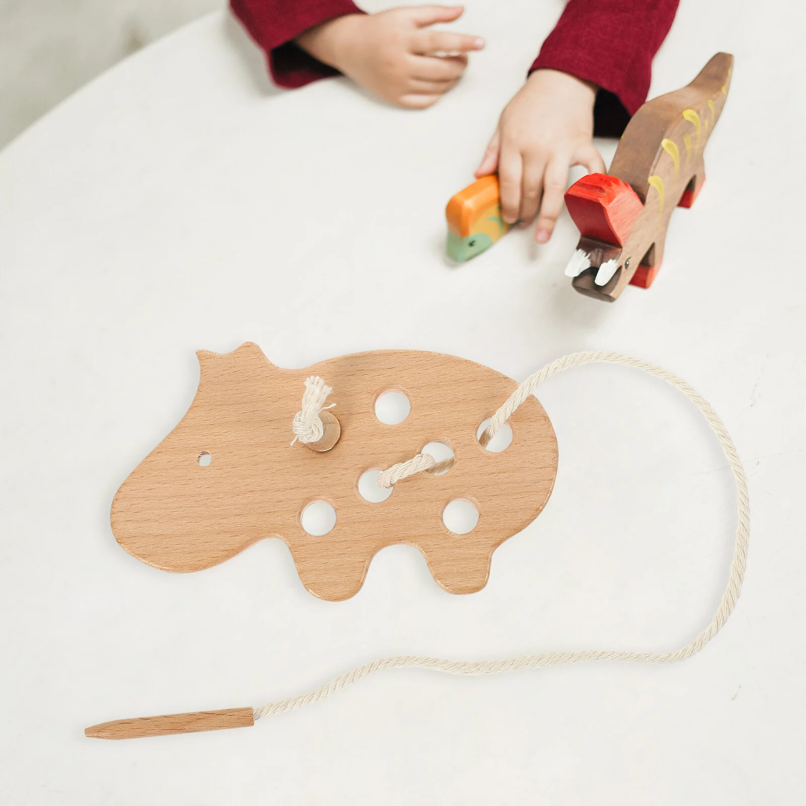 

Threading Animal Toys Toddler Fine Motor Ages 2-4 Lacing Kids Children Learning Puzzle Cards