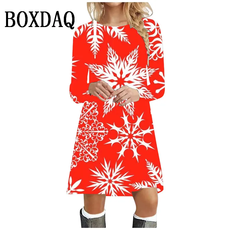 Повседневное женское мини-платье с рождественской елкой модное платье принтом