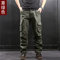 live new pure cotton high quality2022spring and autumn casual pants mens overalls trousers multi bag cropped pants