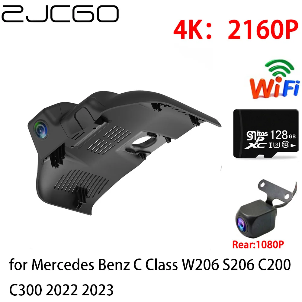 

ZJCGO 2K 4K Car DVR Dash Cam Wifi Front Rear Camera 2 Lens 24h Parking for Mercedes Benz C Class W206 S206 C200 C300 2022 2023