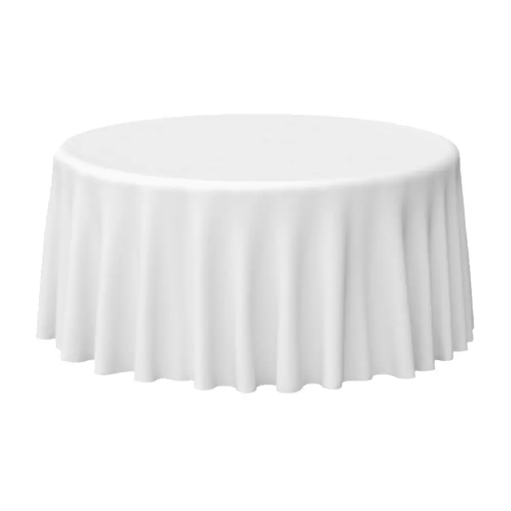 

White Satin Tablecloth 145-335cm Round Table Cover Wholesale Elegant Solid Table Cloths for Wedding Event Party Hotel Decoration