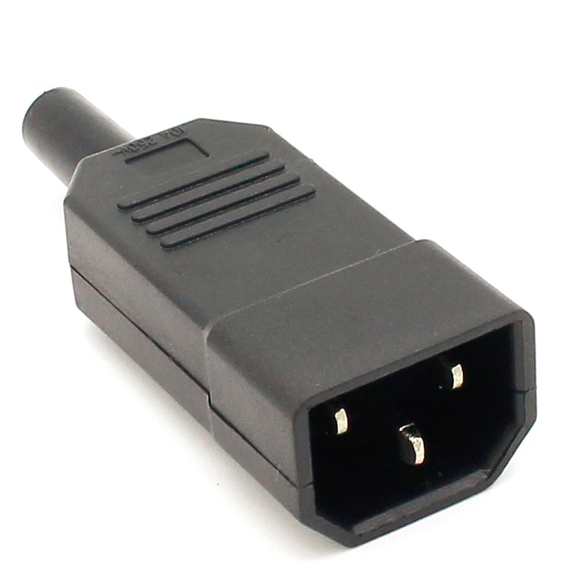 

1pcs New Wholesale Price 10A 250V Black IEC C13 Male Plug Rewirable Power Connector 3 pin ac Socket