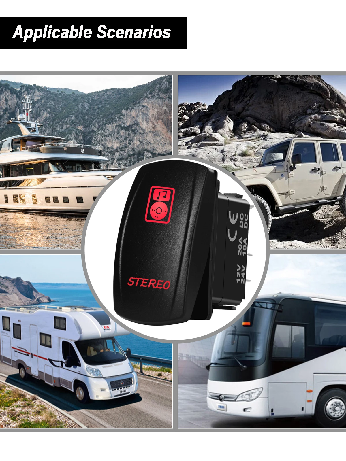 12 В SPST 5PIN ON OFF Dual светодиодный STEREO Rocker Switch для автомобиля лодки грузовика