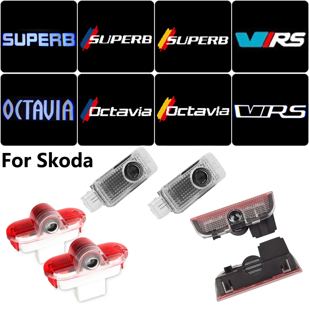 

2X For Skoda Octavia A5 Superb old Febia Roomster car led Door Welcome Lights Logo Projector Ghost Shadow Lamp Auto Accessories