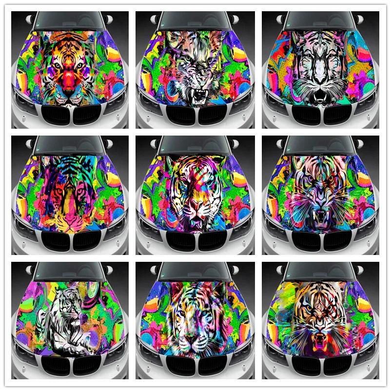 Абстрактная Радуга тигр наклейка графика оберточная на грузовик аниме крышку