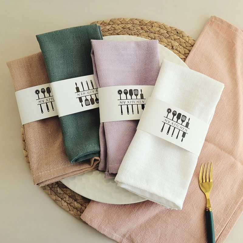

Per Set Cotton Linen Kitchen Towels Plain Home Kitchen Dishcloth Napkin Placemat Tea Towel Scouring Pad 8 Colors
