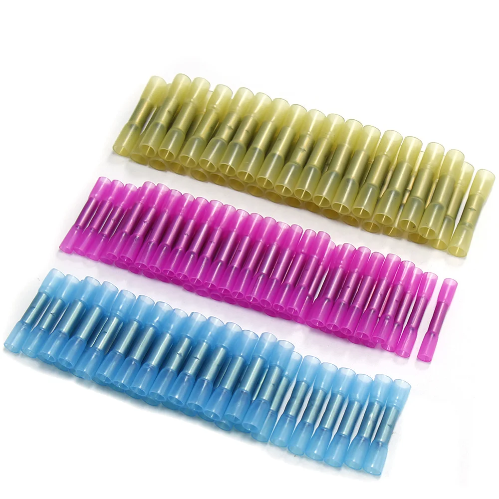 

Heat shrinkable wiring connectors Crimp Terminals Insulated Waterproof Butt Electrical Wire Connector AWG 22-10