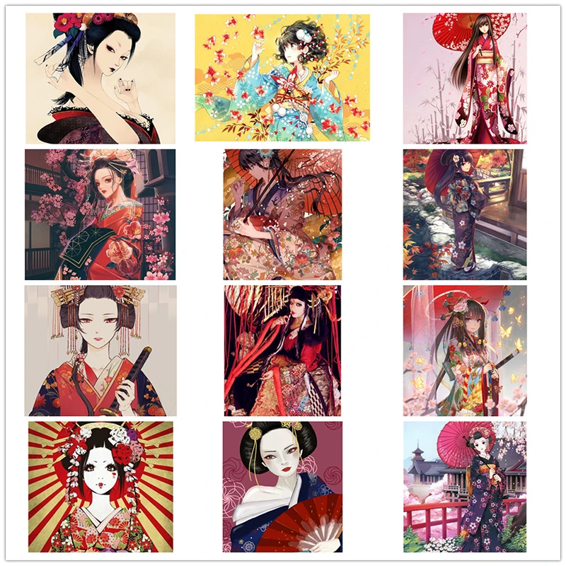 

5D алмазная вышивка, полноформатная картина из страз, фэнтези, японская гейша, сексуальная женщина, обои, картина Стразы, мозаичный Декор