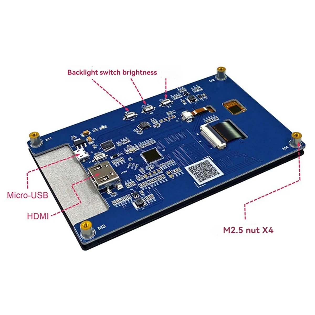 Для дисплея Raspberry Pi 5 5-дюймовый емкостный сенсорный экран совместимый с HDMI для