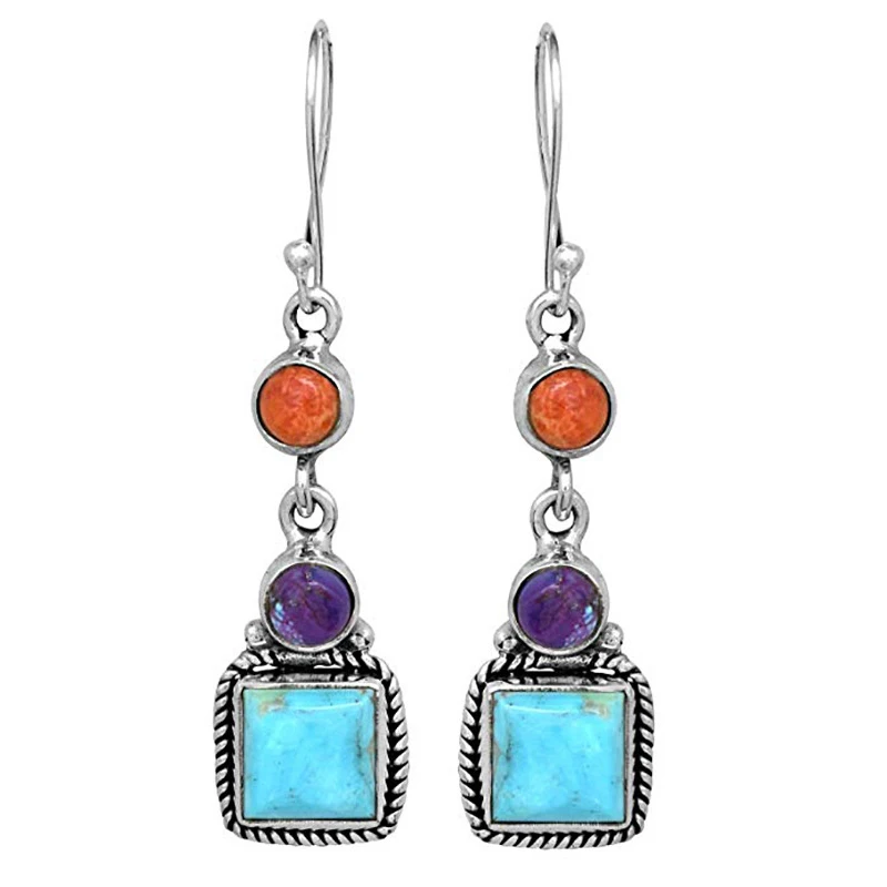 

Vintage Turquoises Drop Earrings for Women Bohemian Ethnic Party Statement Engagement Wedding Jewelry