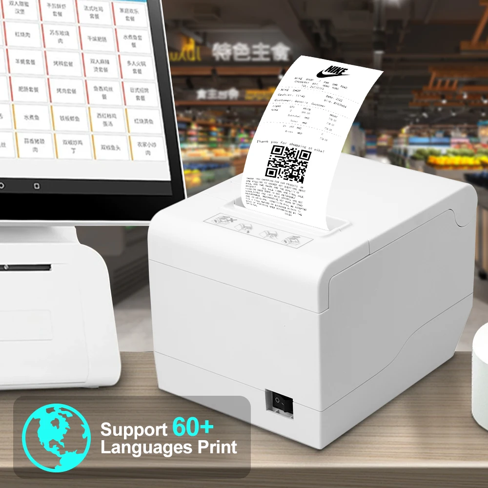 Фото Термопринтер для чеков ZYWELL 80 мм с USB, Bluetooth и Wi-Fi для печати счетов и билетов №2