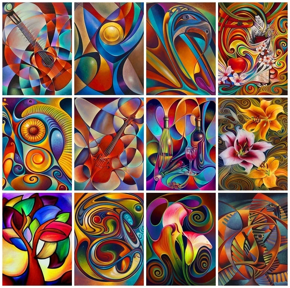 

AZQSD Diamond Painting Handmade Lily Abstract Flower Diamond Painting Floral Handicraft Decor For Home Full Square Craft Kit
