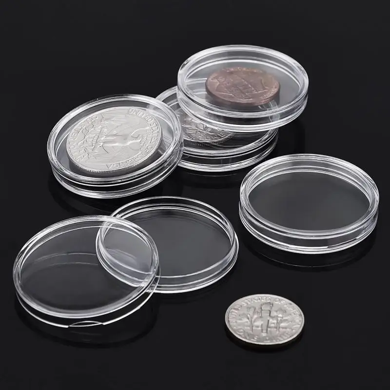 10/25pc 21-45mm Transparent Plastic coin capsules Coin Collecting Box Case for Coins Storage Capsules coin holder