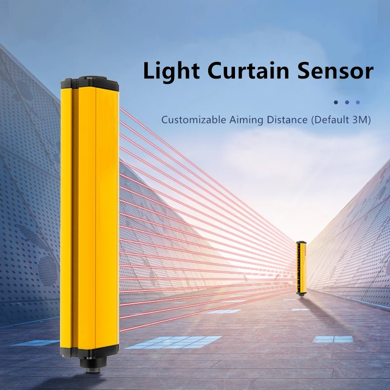

14 Beam Photoelectric Safety Infared Light Curtain Sensors 20mm Pitch 14 Optical Axis Industrial Laser Beam Light Barrier Sensor
