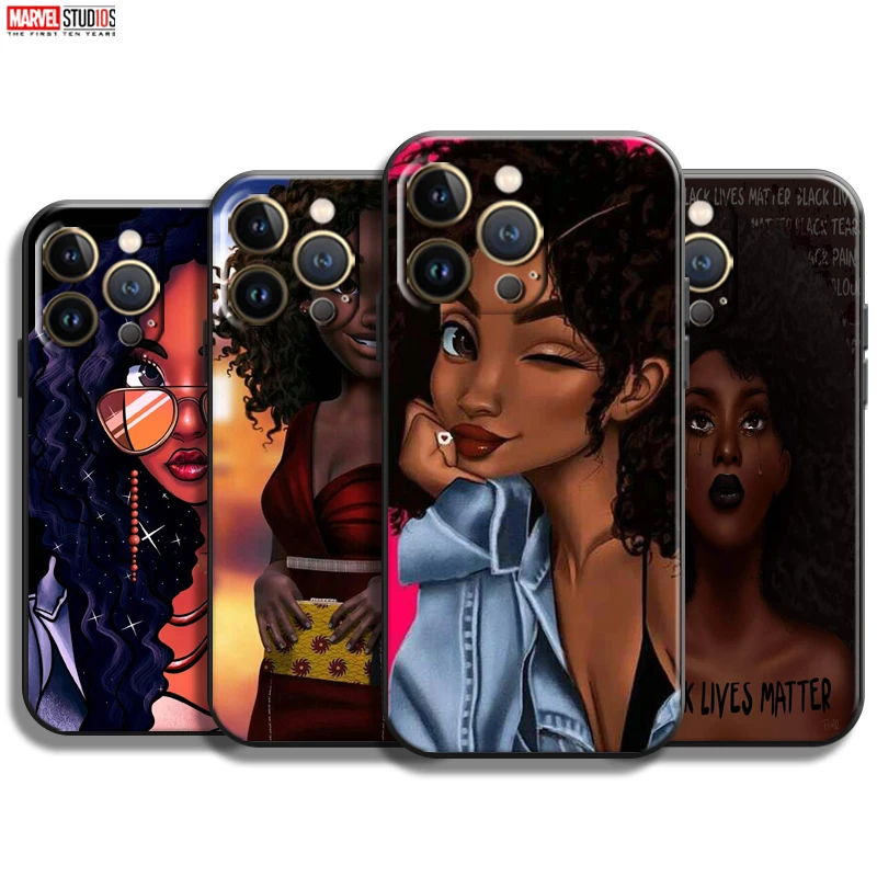 

Cute Fashion Black Woman Phone Case For Apple iPhone 13 12 11 Pro Max 13 12 Mini 5 5s 6 6S 7 8 Plus SE2020 X XR XS Max funda