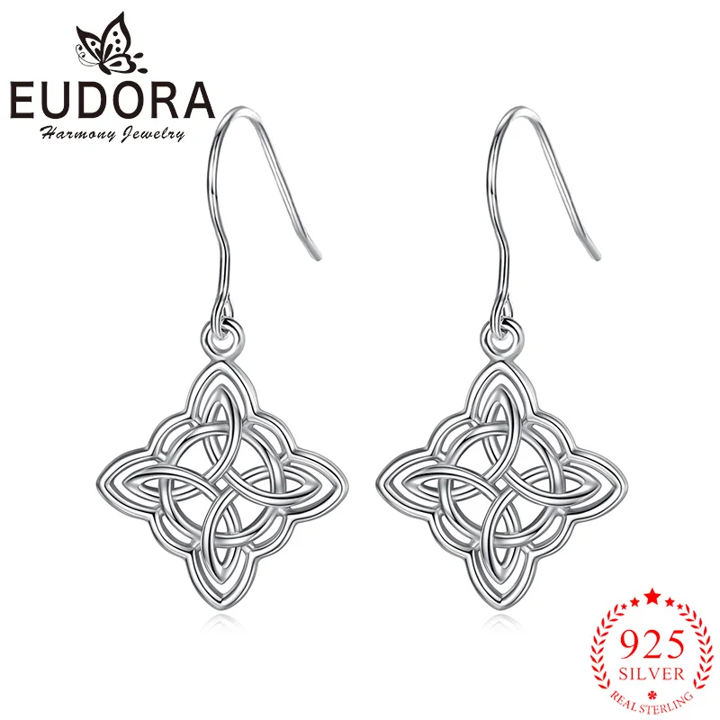 

Eudora Real 925 Sterling Silver Celtic Knot Earring Lucky Jewelry Women Elegant Hypoallergenic Earrings Holiday Party Gift