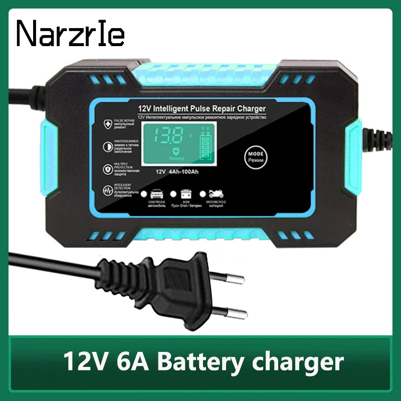 Car Battery Charger 12V Pulse Repair LCD Display Smart Fast Charge AGM Deep cycle GEL Lead-Acid For Auto Motorcycle |