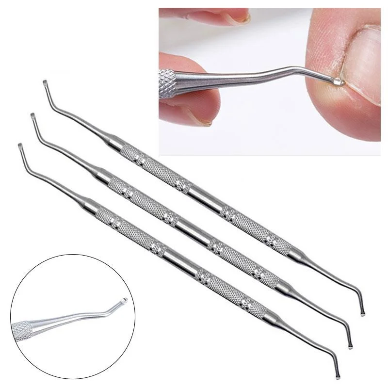 

1Pc Nail Art Dual End Stainless Steel Dirt Remove Cleaning Stick Nail Toenail Ingrown Correction File Manicure Pedicure Tool