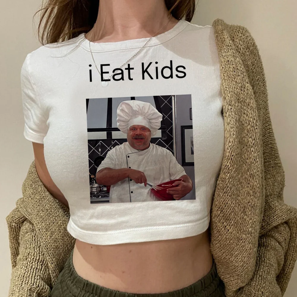 I Eat Kids 90-х годов yk2 хиппи кроп-Топ женский Графический kawai одежда в готическом