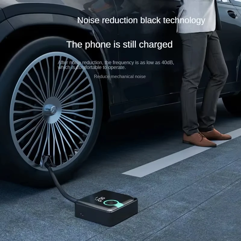 Фото Портативный электрический воздушный компрессор MQHS Mini (150PSI) с USB Type-C и LED-подсветкой, многофункциональный насос для мотоциклов, велосипедов, автомобилей и мячей №3