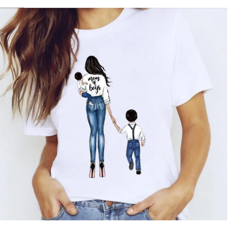 

Hot Selling Women's Cartoon Printed T-shirt Summer Mom Girl Print Crewneck Short Sleeve Clothes Aesthetic Clothes Pro Choice