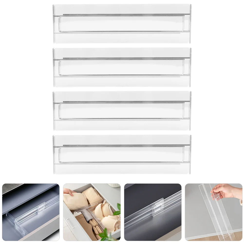 

4pcs Retractable Drawer Divider Board Kitchen Drawer Dividing Board Clothes Drawer Divider Tool