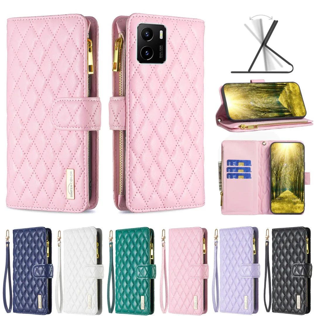 

Luxury Zipper Wallet Case for ViVo Y15S Y21 Y21S Y33S Y11 Y15 Y12 Y17 Y20 Y51 Y51A Y51S Flip Leather Protect Shockproof Cover