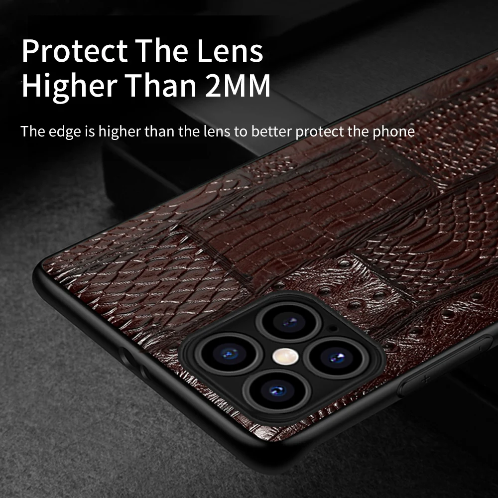 Langsidi Genuine Leather Case For Iphone 13 12 11 Pro Max Mini Shockproof Back Cover Fundas For Iphone Xr Xs Max Se 8 7 Plus