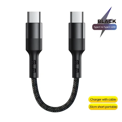 PD60W 30 см короткий USB C кабель для iPhone 15 Samsung USB Type C к Type C дата-кабелю быстрое зарядное устройство зарядный кабель для внешнего аккумулятора