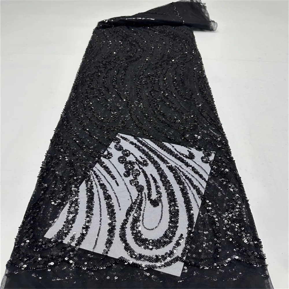 Новинка 2024 африканская нигерийская Изысканная кружевная ткань с блестками и